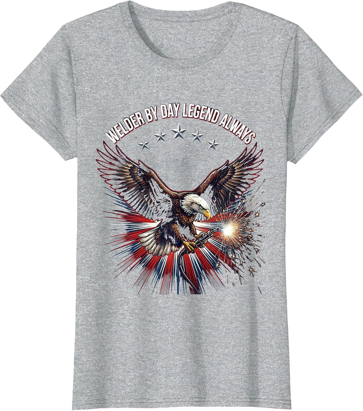 Welder By Day Legend Always Welding Design T-Shirt - Heather Grey