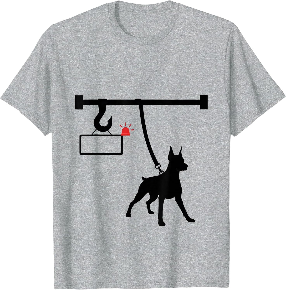 Men's Doberman Hook Rail Funny Dog Lover Gift T-Shirt - Heather Grey