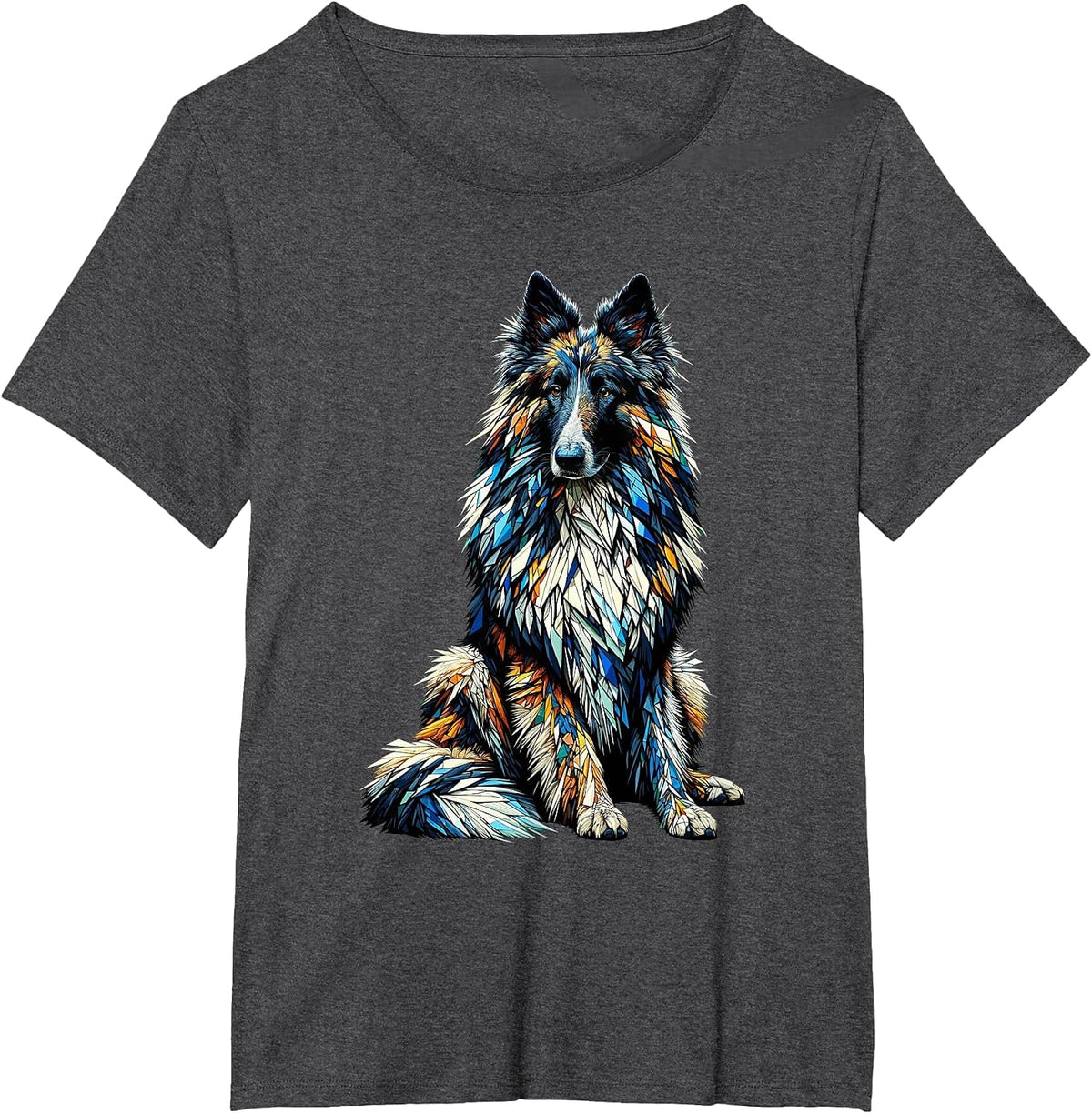 Polygon Art Belgian Sheepdog Groenendael Belgian Shepherds T-Shirt - Dark Heather Grey