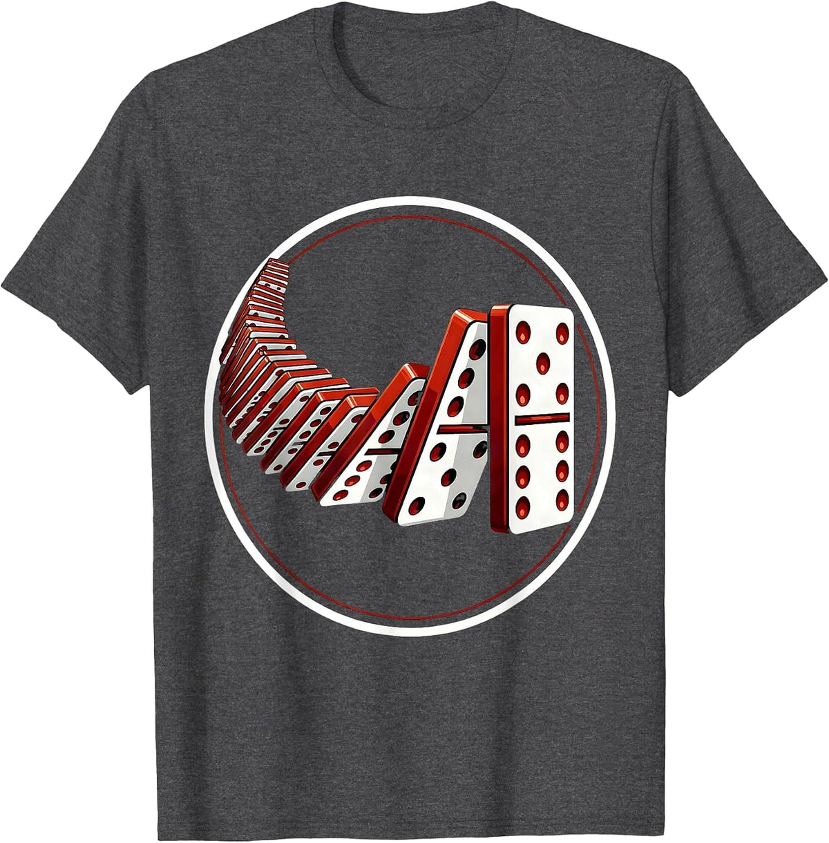 Domino Chain Collapse Graphic Tee T-Shirt - Dark Heather Grey