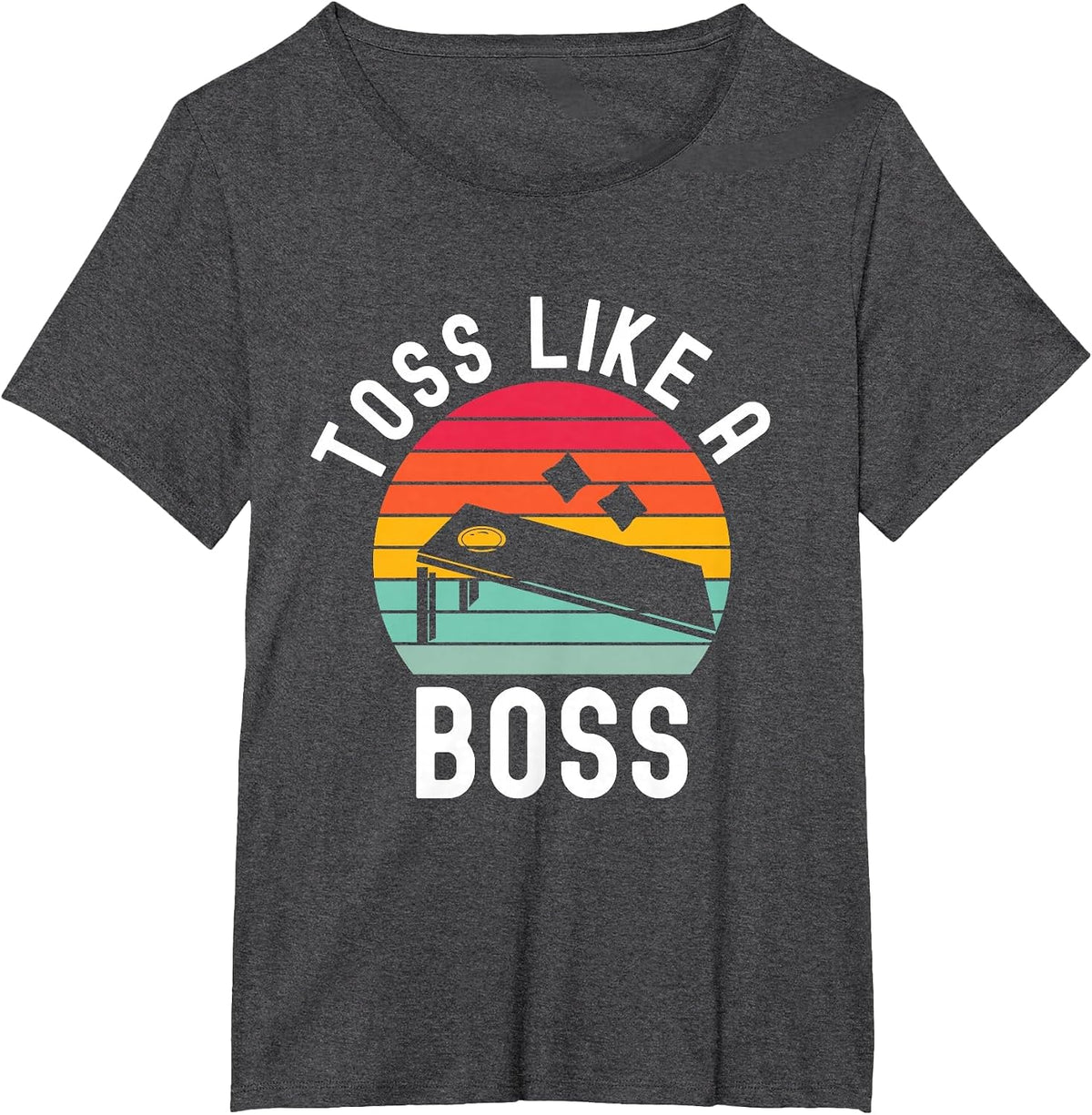Toss Like A Boss Bean Bag Player Funny Cornhole T-Shirt - Dark Heather Grey