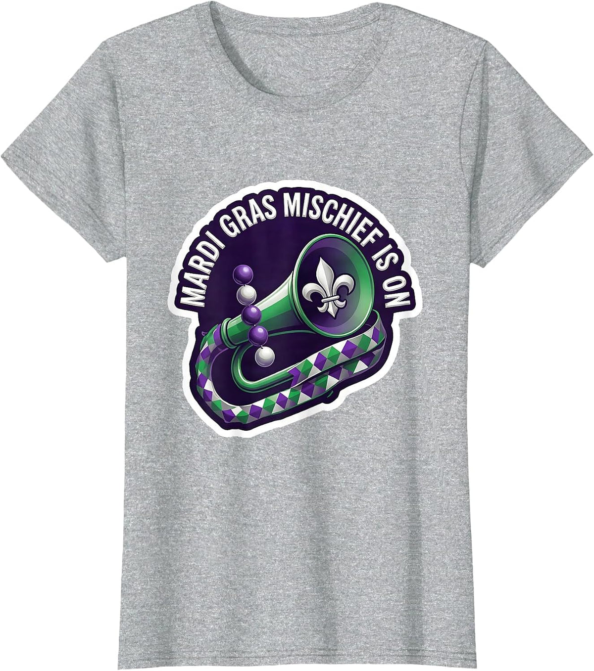 Women's Mardi Gras Mischief Is On Festive Humor Carnival Party T-Shirt - Heather Grey