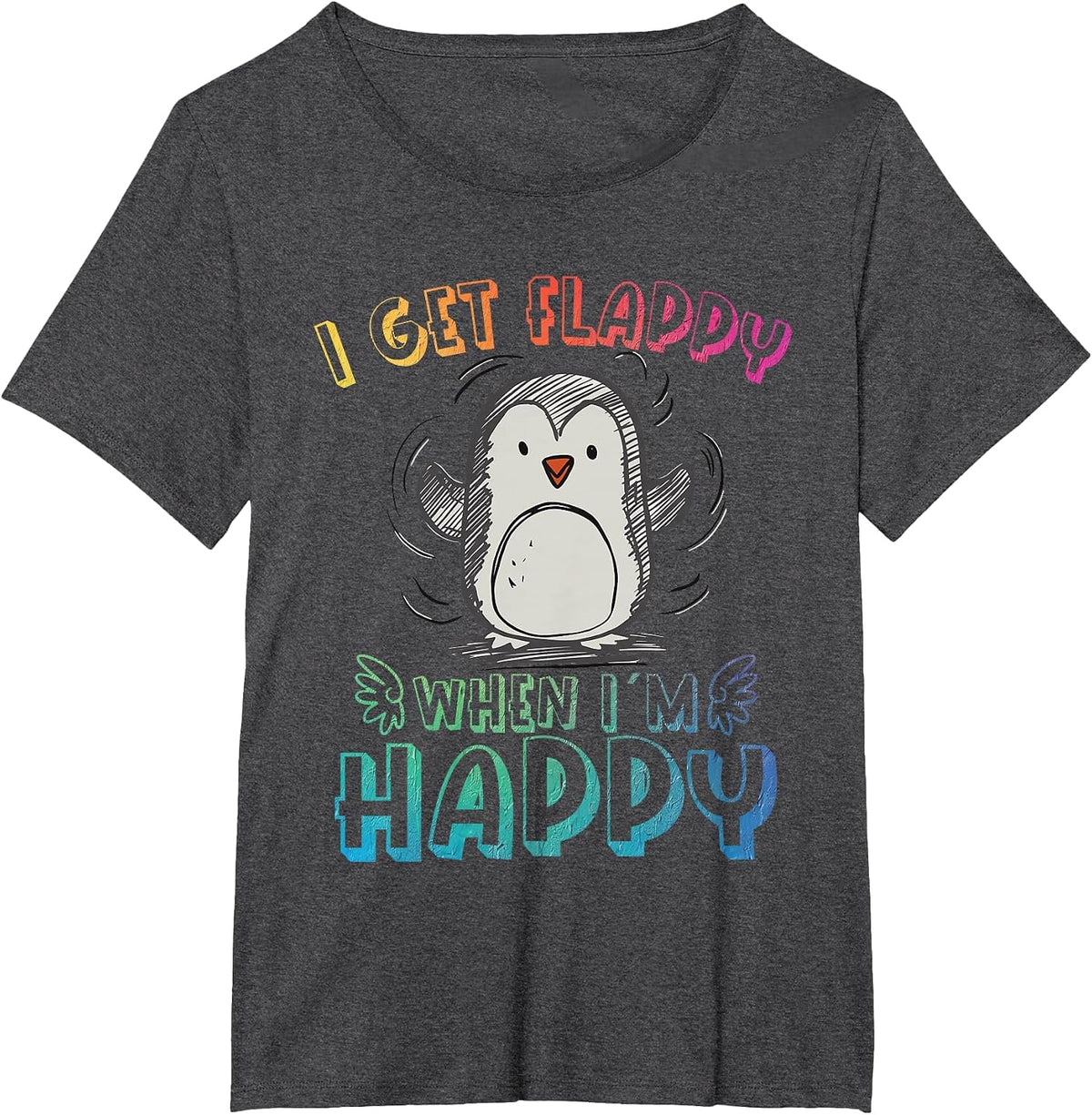 Autism Stimming Penguin I Get Flappy When I´m Happy T-Shirt - Dark Heather Grey