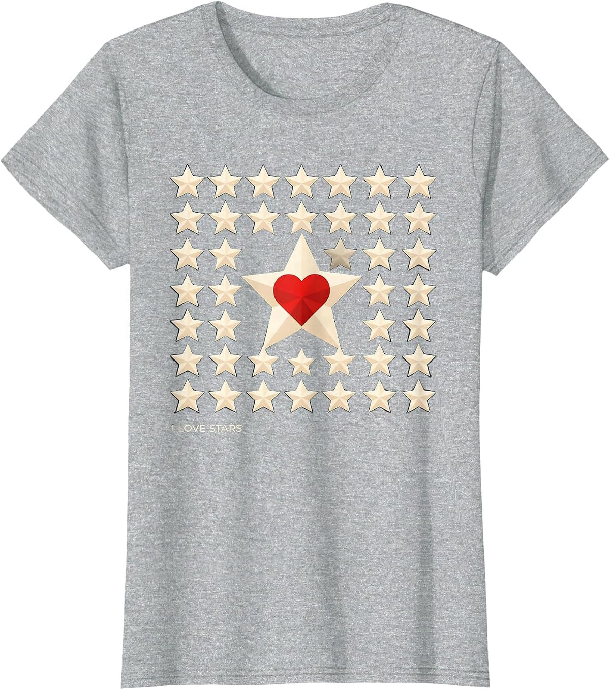I Love Stars Geometric Star Lover Personal Expression T-Shirt - Heather Grey