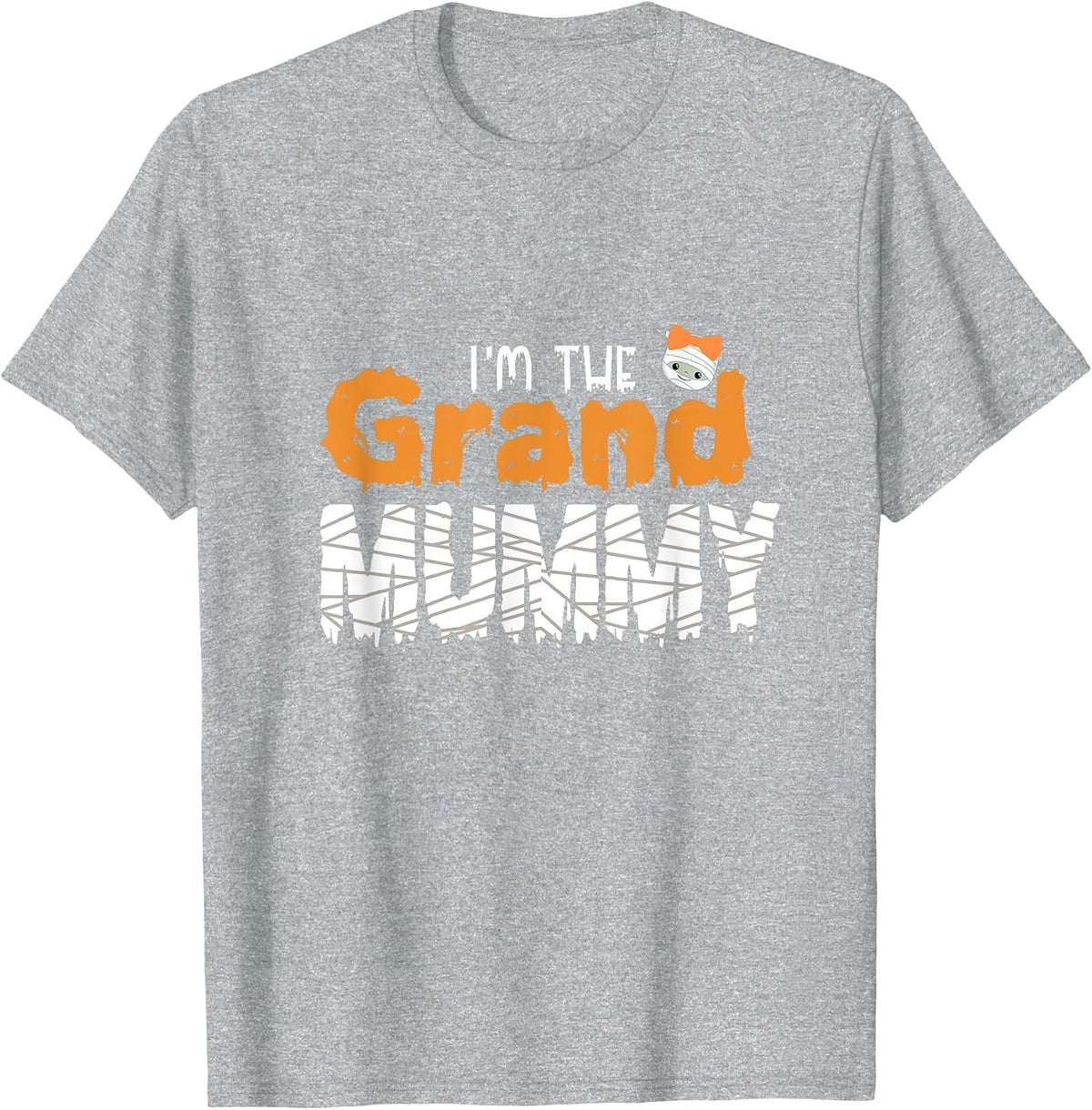 I'm The Grand Mummy Funny Grandma Family Halloween T-Shirt - Heather Grey