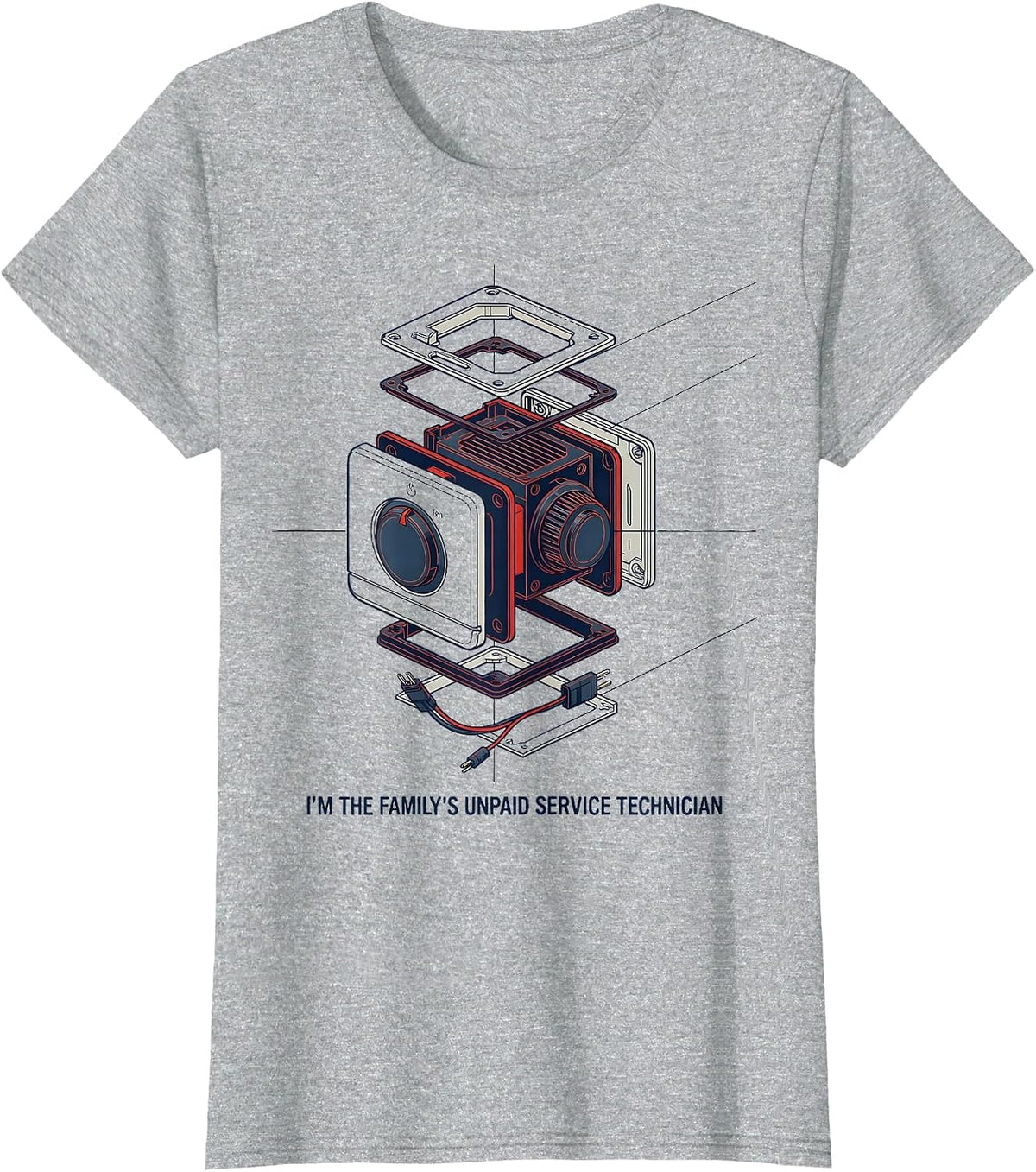 Women's I'm The Family's Unpaid Service Technician Funny IT Gift T-Shirt - Heather Grey