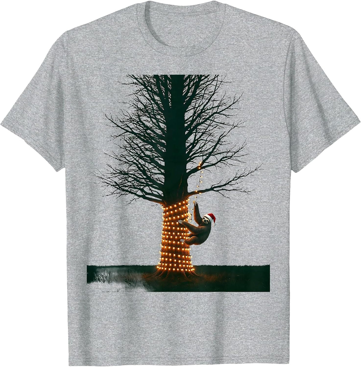 Men's Bare Evergreen Sloth Holiday Humor Sloth Lover T-Shirt - Heather Grey