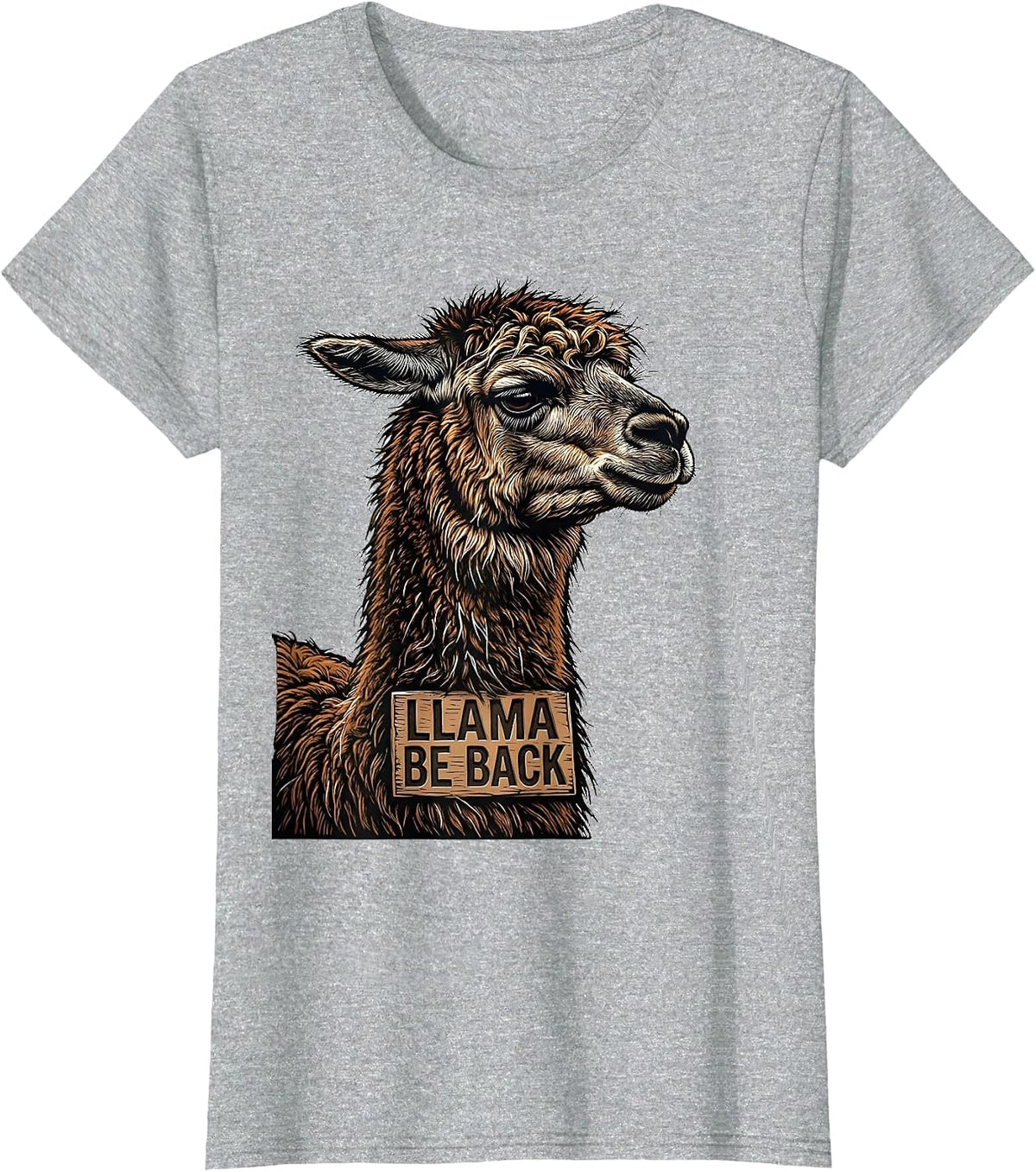 Women's Llama Be Back Funny Llama Alpaca Squad Humor T-Shirt - Heather Grey