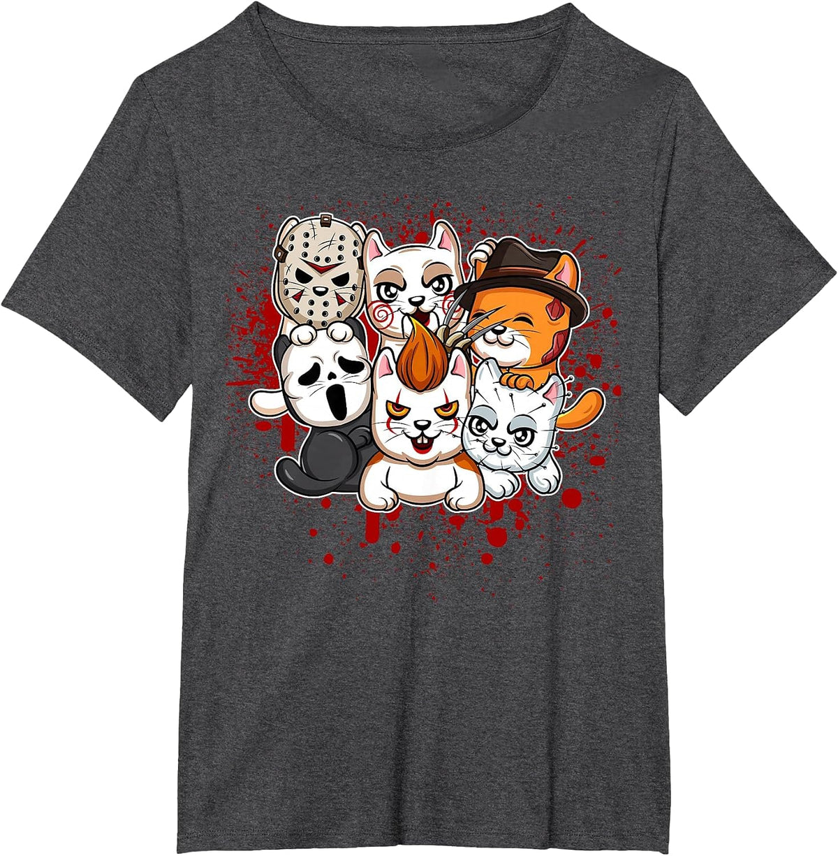 My Little Horror Crew - Halloween Cats T-Shirt - Dark Heather Grey