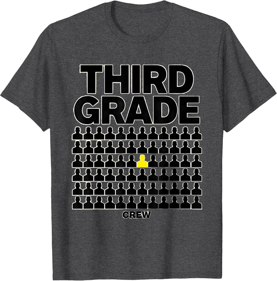 Men's Third Grade Crew Camo Back To School Boys Teachers T-Shirt - Dark Heather Grey