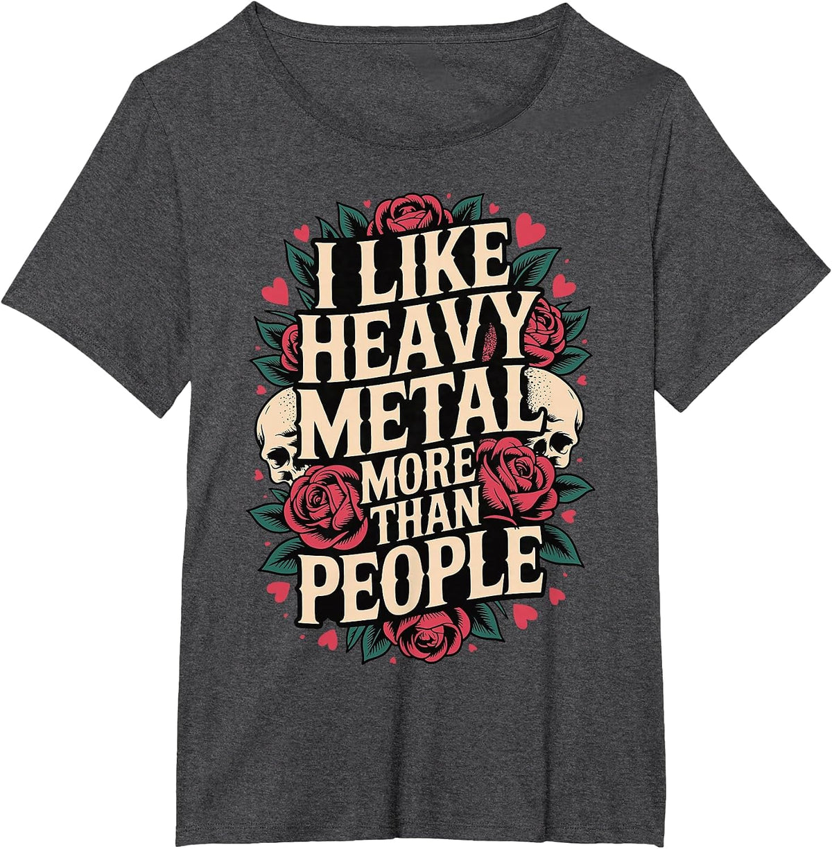 I Like Heavy Metal More Than People T-Shirt - Dark Heather Grey