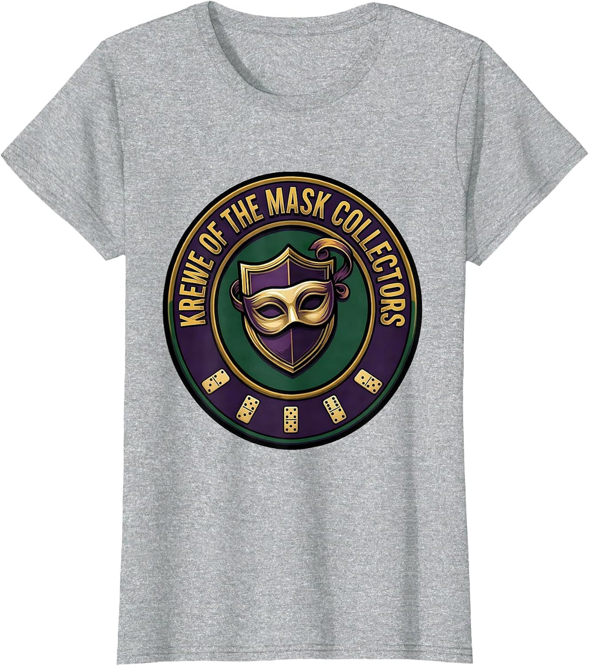 Women's Krewe Of The Mask Collectors Mardi Gras Party Carnival Humor T-Shirt - Heather Grey