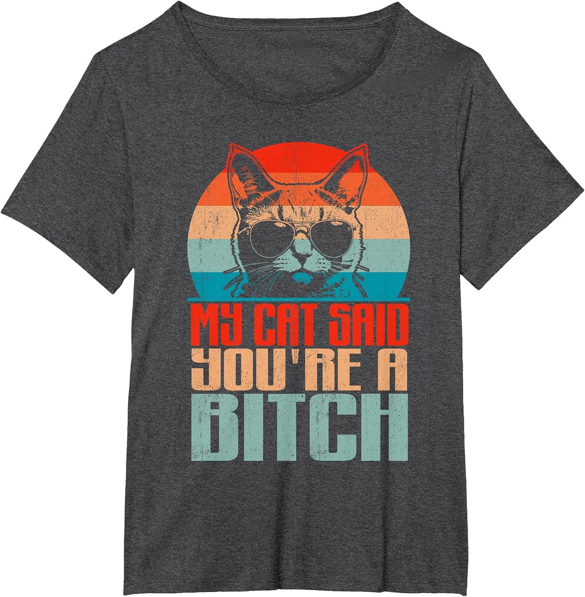 Retro My Cat Said You're a Bitch Funny Cat Lover Sarcastic T-Shirt - Dark Heather Grey