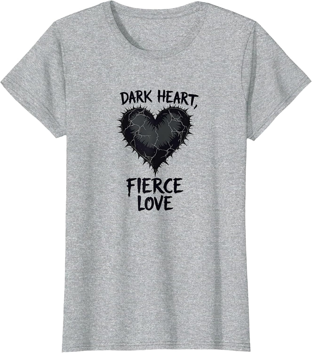 Dark Heart Fierce Love Gothic Romance Design T-Shirt - Heather Grey