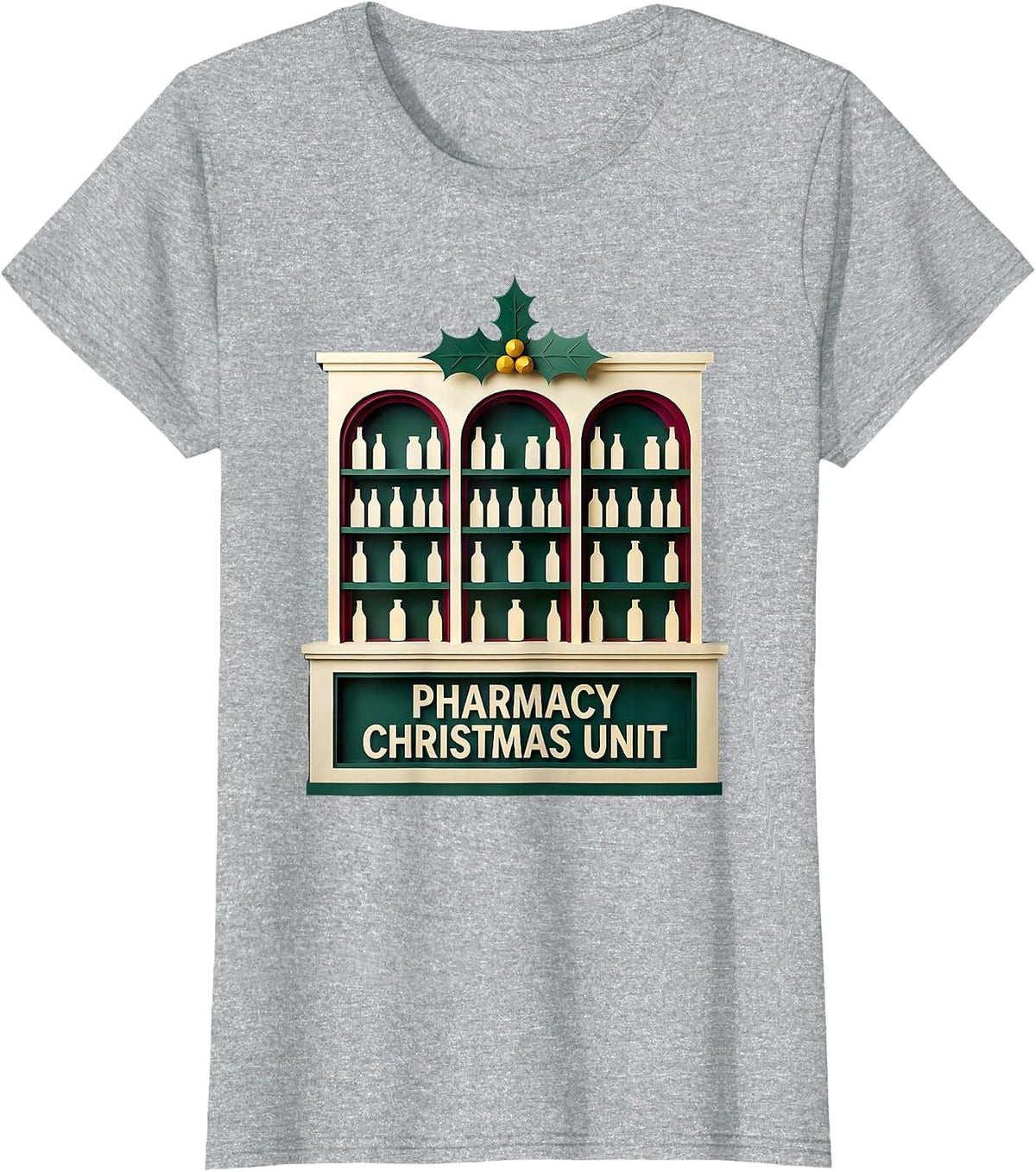 Women's Pharmacy Christmas Unit Funny Pharmacy Tech Squad Holiday T-Shirt - Heather Grey