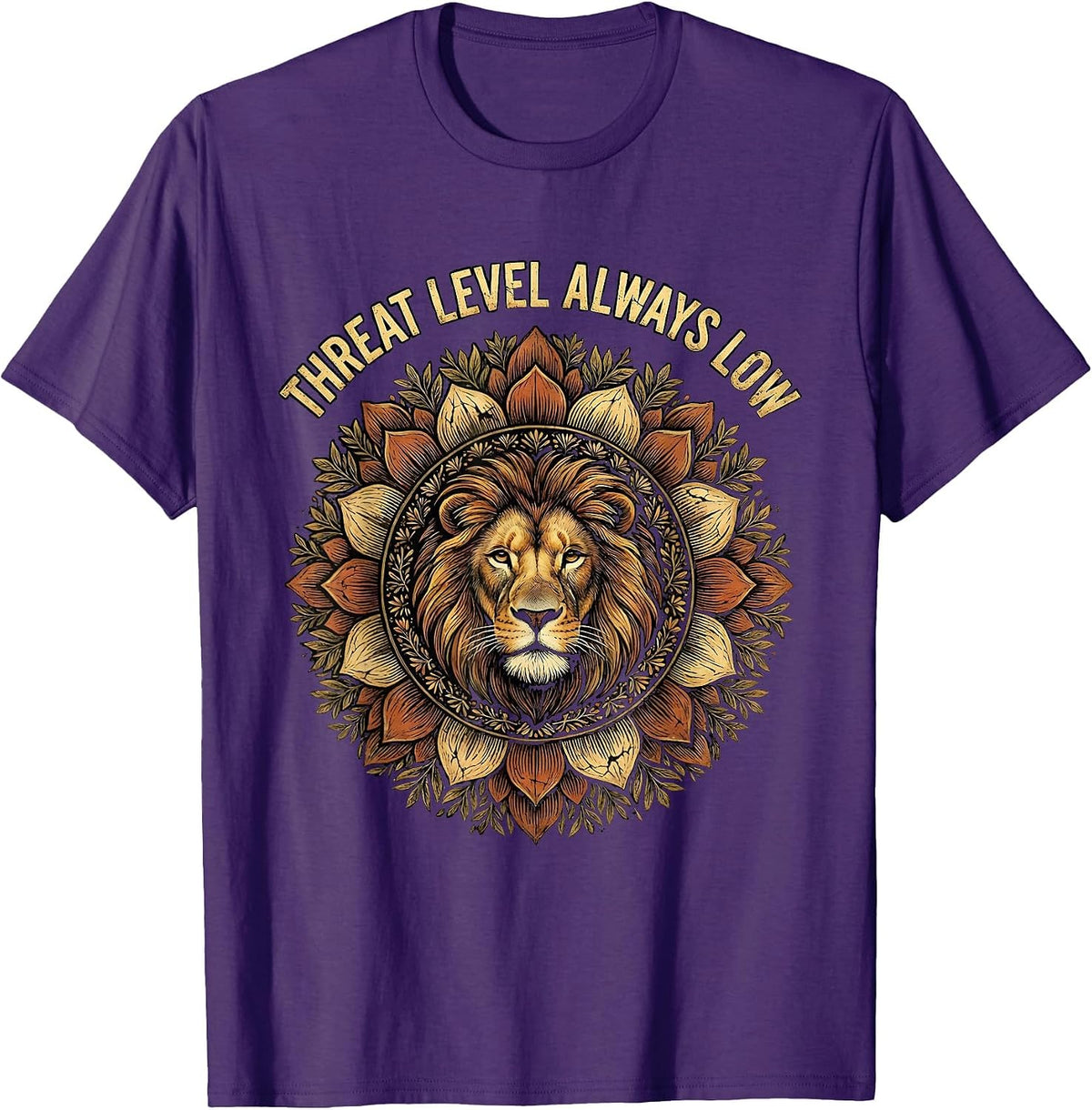 Men's Threat Level Always Low Security Design T-Shirt - Purple