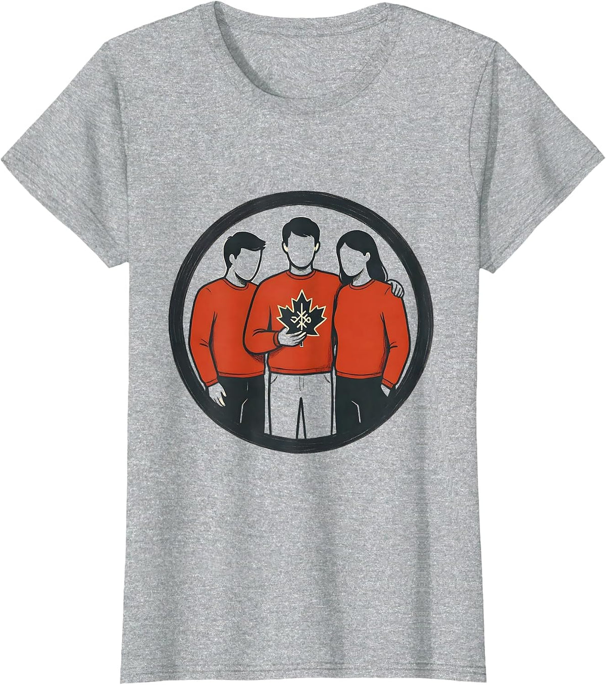 Sealed Badge Maple Glyph Dyslexia Awareness Red T-Shirt - Heather Grey