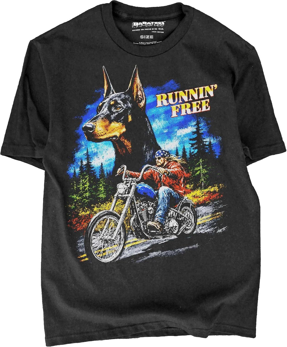 BABATEES Doberman - U.S.A. Brand Cotton Black Tshirt - Doberman 32w