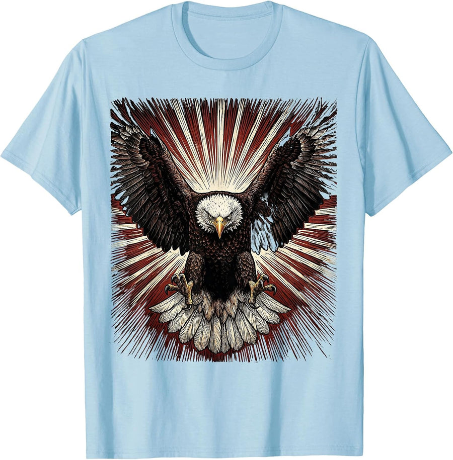 Men's 250th Anniversary USA Bald Eagle Sunburst Design T-Shirt - Baby Blue