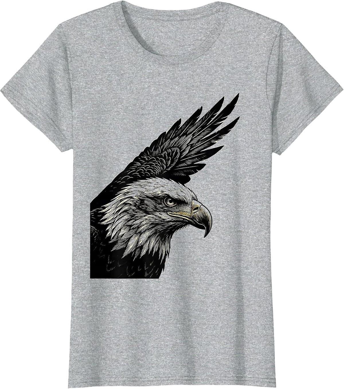 Bald Eagle Head Scratchboard Faith Mascot Gift T-Shirt - Heather Grey