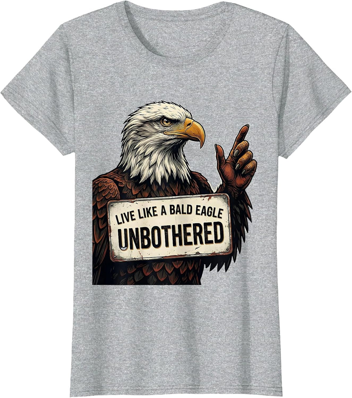 Live Like A Bald Eagle: Unbothered Retro Patriotic Eagle T-Shirt - Heather Grey