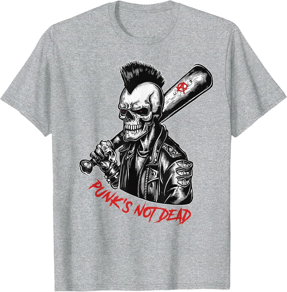 Punks NOT Dead Shirt Skull 70s 80s Emo Punk Goth Clothes T-Shirt - Heather Grey