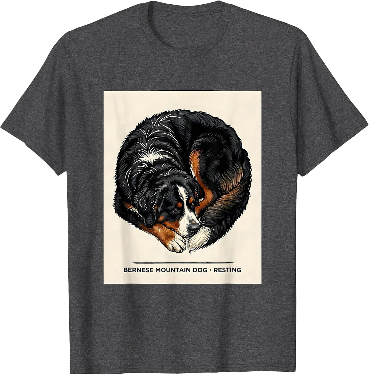 Bernese Mountain Dog Resting Vintage Naturalist Animal T-Shirt - Dark Heather Grey