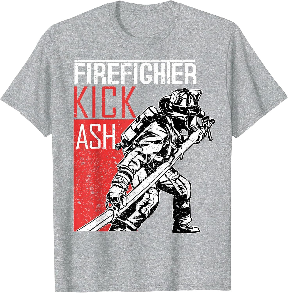 Firefighter Kick Ash Fireman T-Shirt - Heather Grey