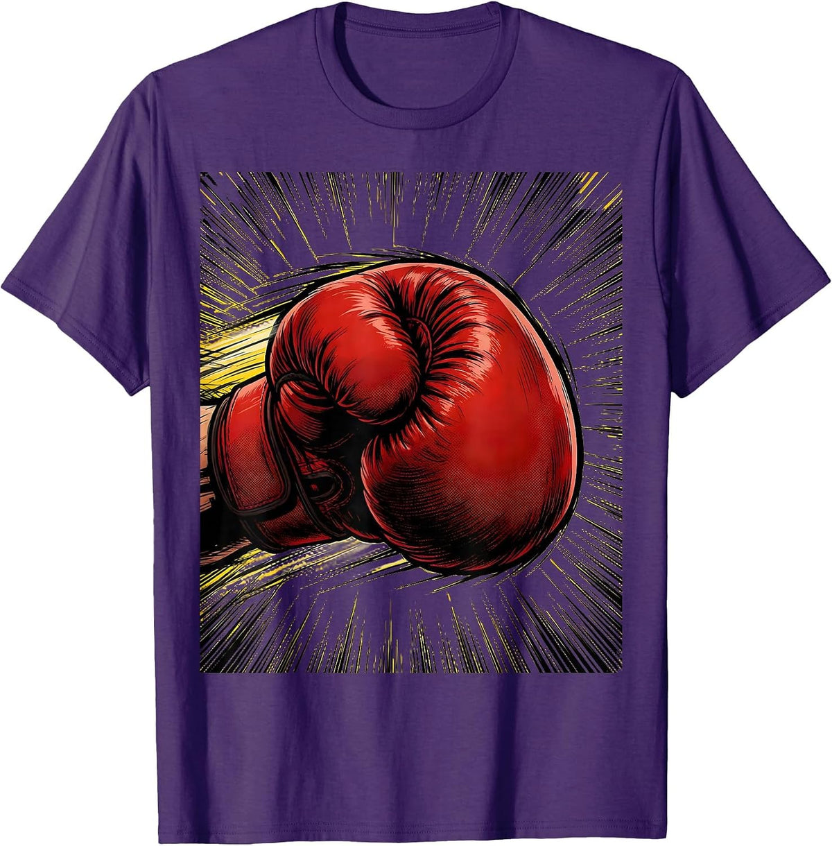 Boxing Punch Graphic with Speed Lines T-Shirt - Purple