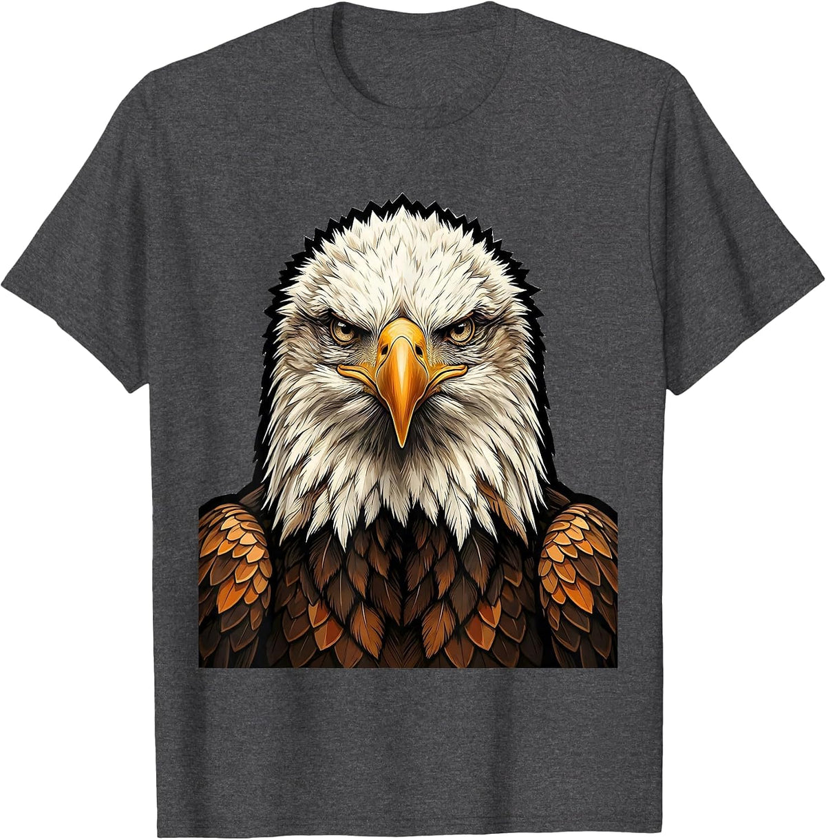 Bald Eagle Portrait Faith Mascot Pride T-Shirt - Dark Heather Grey