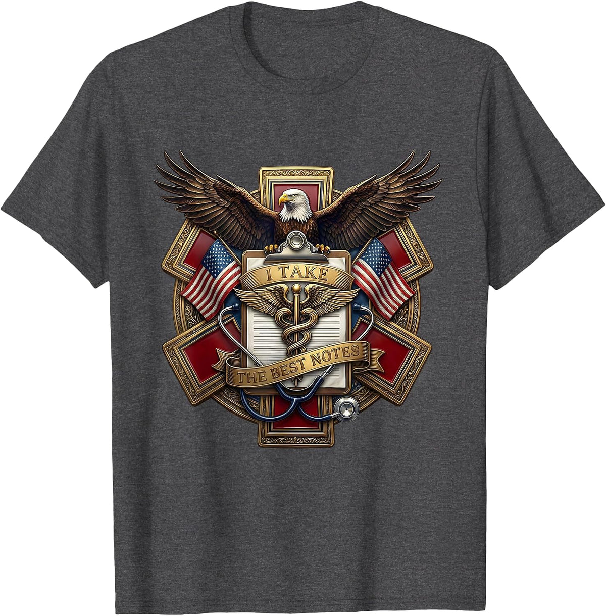 I Take The Best Notes Medical Assistant Design T-Shirt - Dark Heather Grey