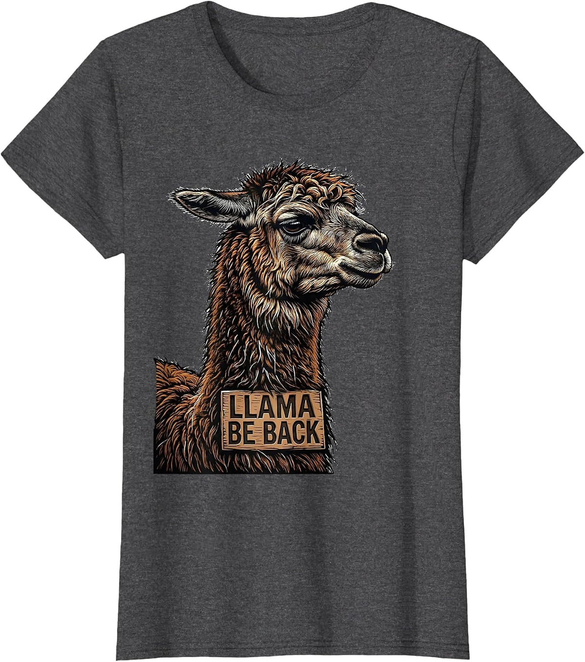 Women's Llama Be Back Funny Llama Alpaca Squad Humor T-Shirt - Dark Heather Grey
