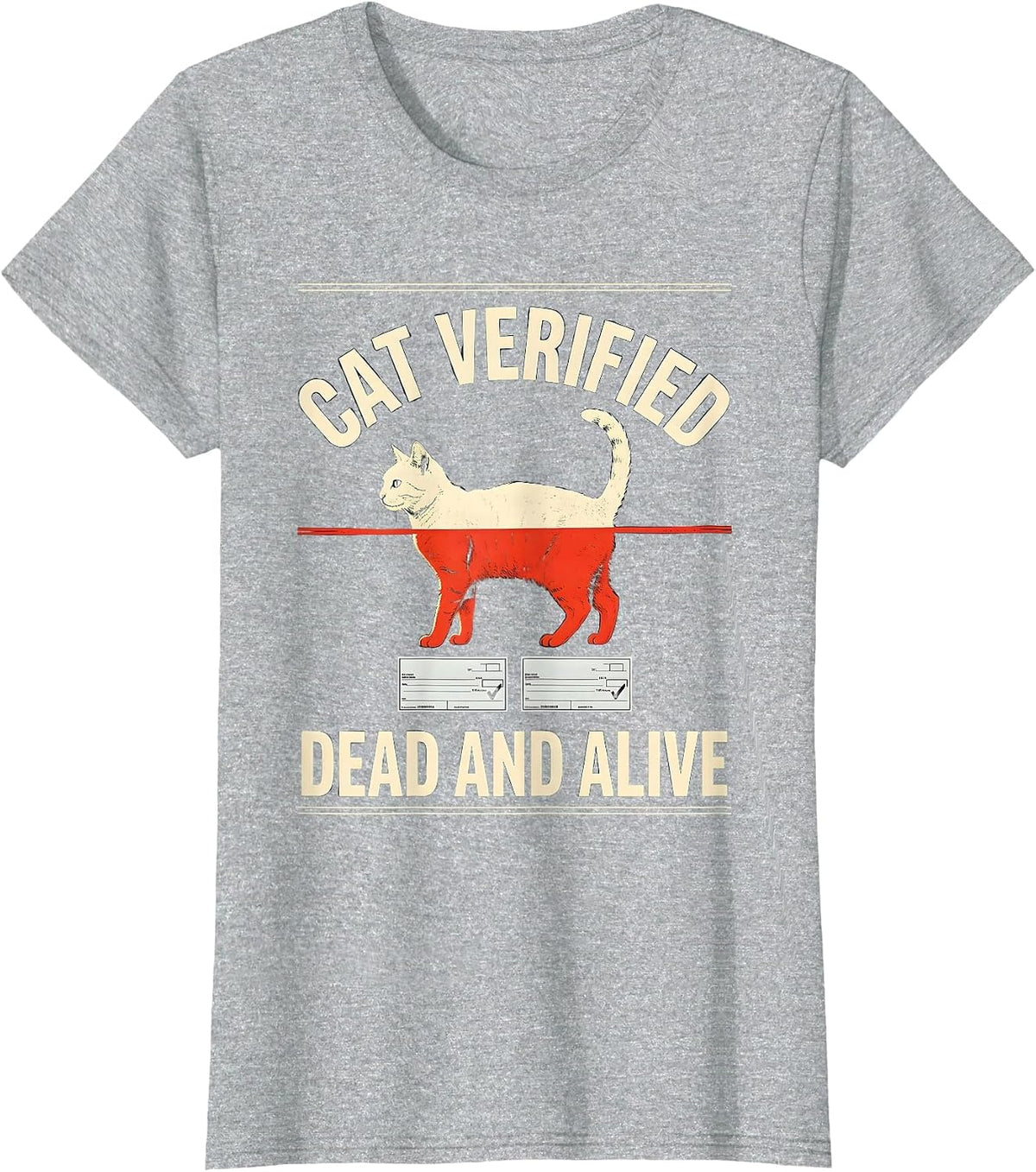 Women's Cat Verified Dead And Alive Funny Quantum Physics Science T-Shirt - Heather Grey