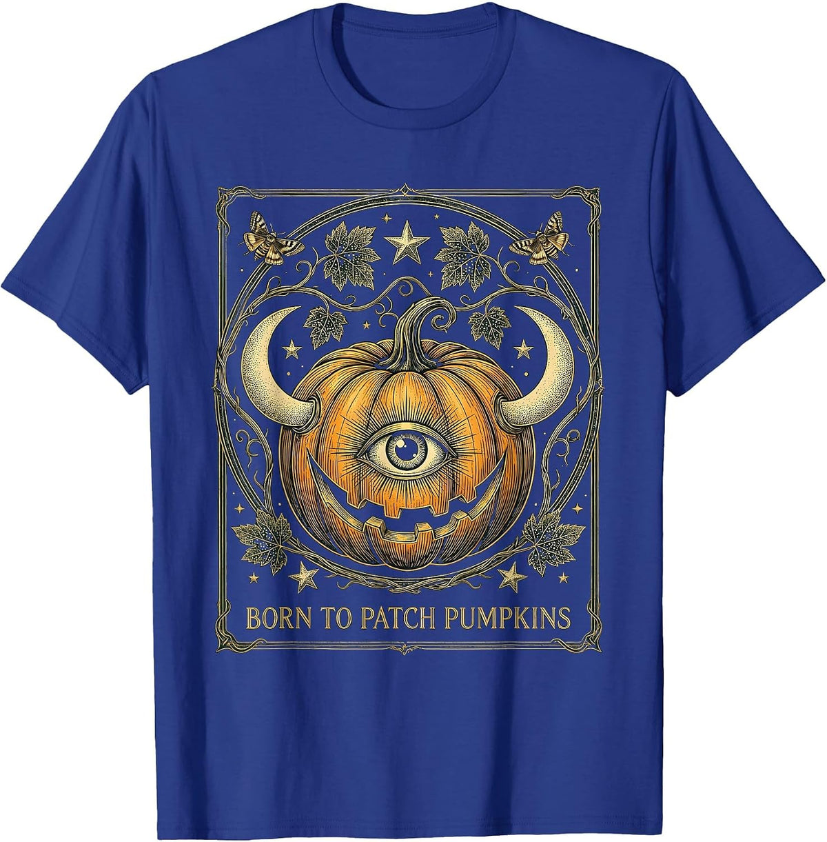 Men's Born to Patch Pumpkins Fall Harvest Design T-Shirt - Royal Blue