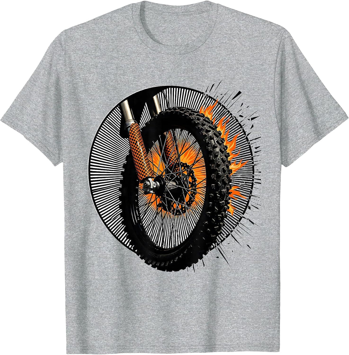 Men's Dirt Bike Wheel Moire Op Art Motocross Rider T-Shirt - Heather Grey