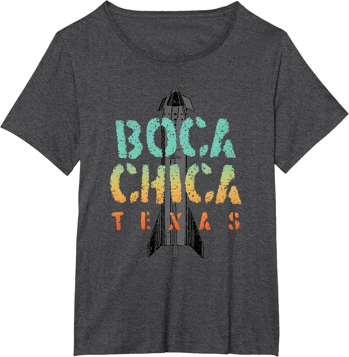 Boca Chica Texas Starship Cool Retro T-Shirt - Dark Heather Grey