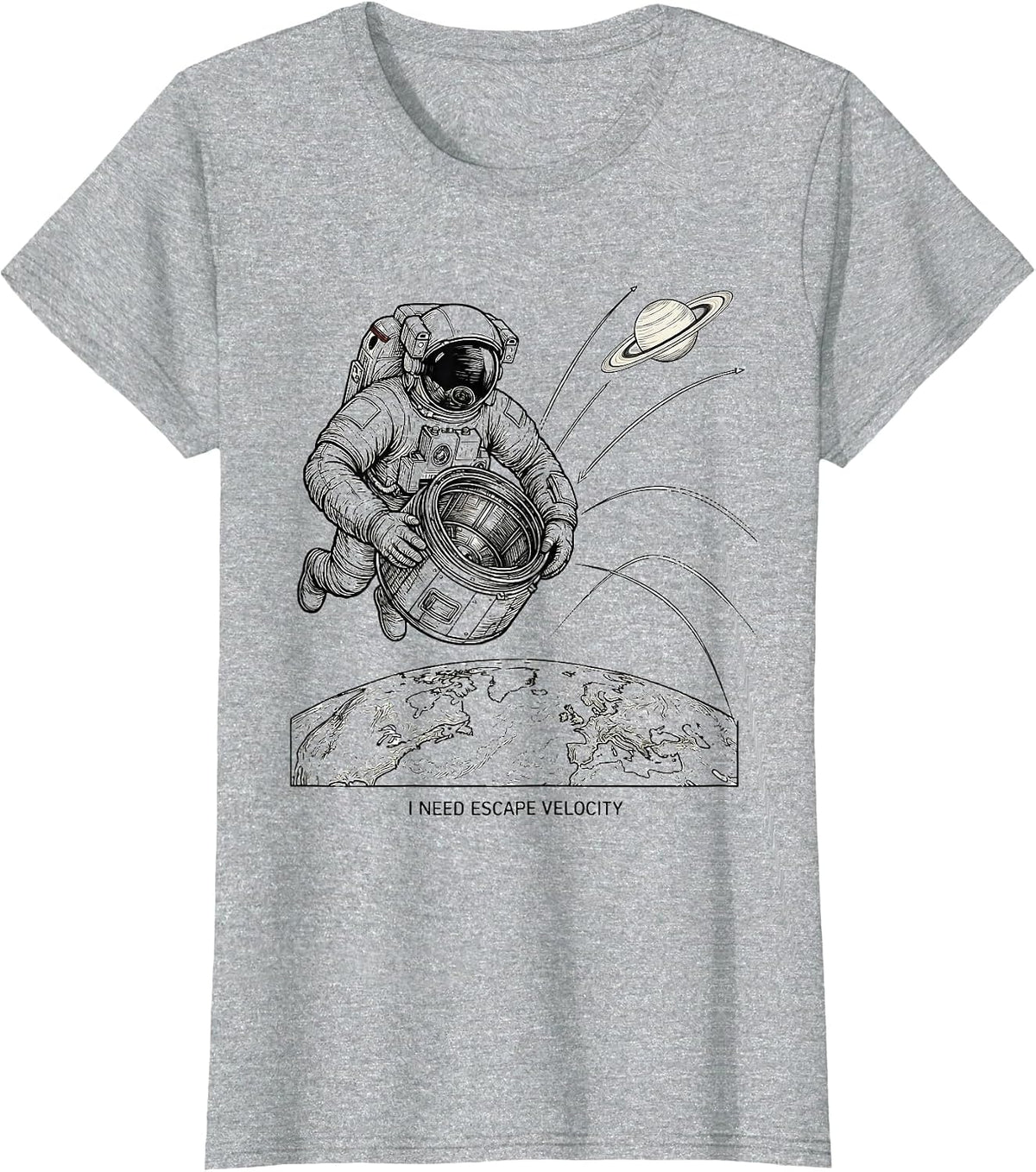 I Need Escape Velocity Funny Astronaut Space Humor Solar T-Shirt - Heather Grey
