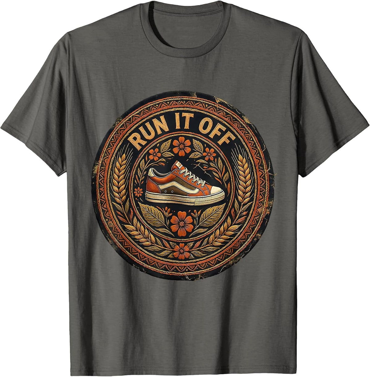 Run It Off PE Teacher Graphic Design T-Shirt - Asphalt Grey