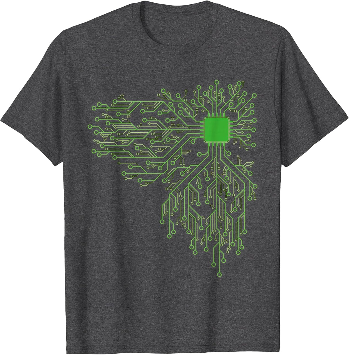 Computer Chip CPU Core Heart - Funny Computer Geek T-Shirt - Dark Heather Grey