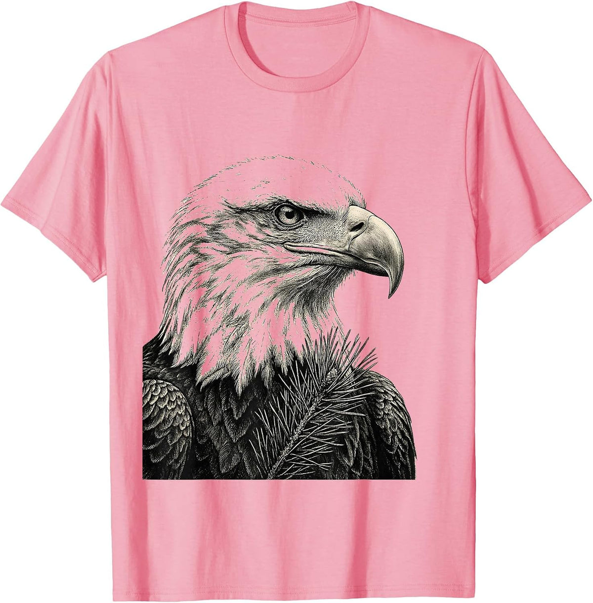 Men's Bald Eagle Head Monochromatic Wildlife Portrait T-Shirt - Pink
