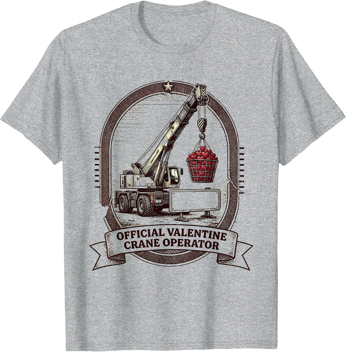 Men's Official Valentine Crane Operator Funny Toddler Boy T-Shirt - Heather Grey