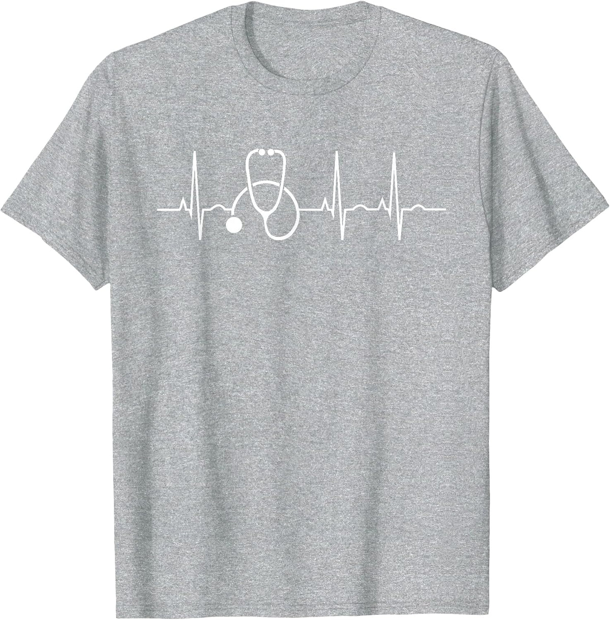 Stethoscope Heartbeat EKG Nurse Medical Doctor Cool Nursing T-Shirt - Heather Grey
