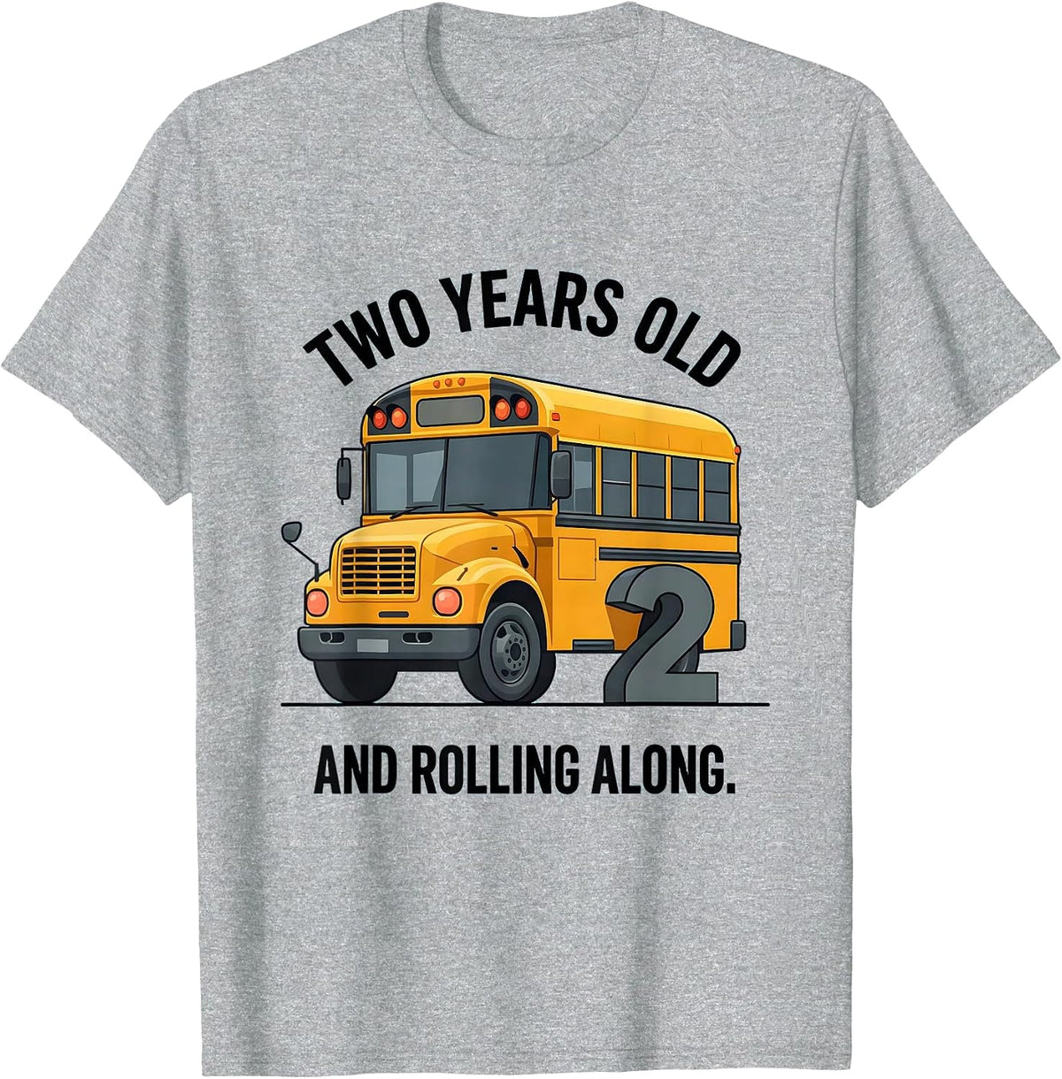 Men's Two Years Old And Rolling Along Funny School Bus Driver T-Shirt - Heather Grey