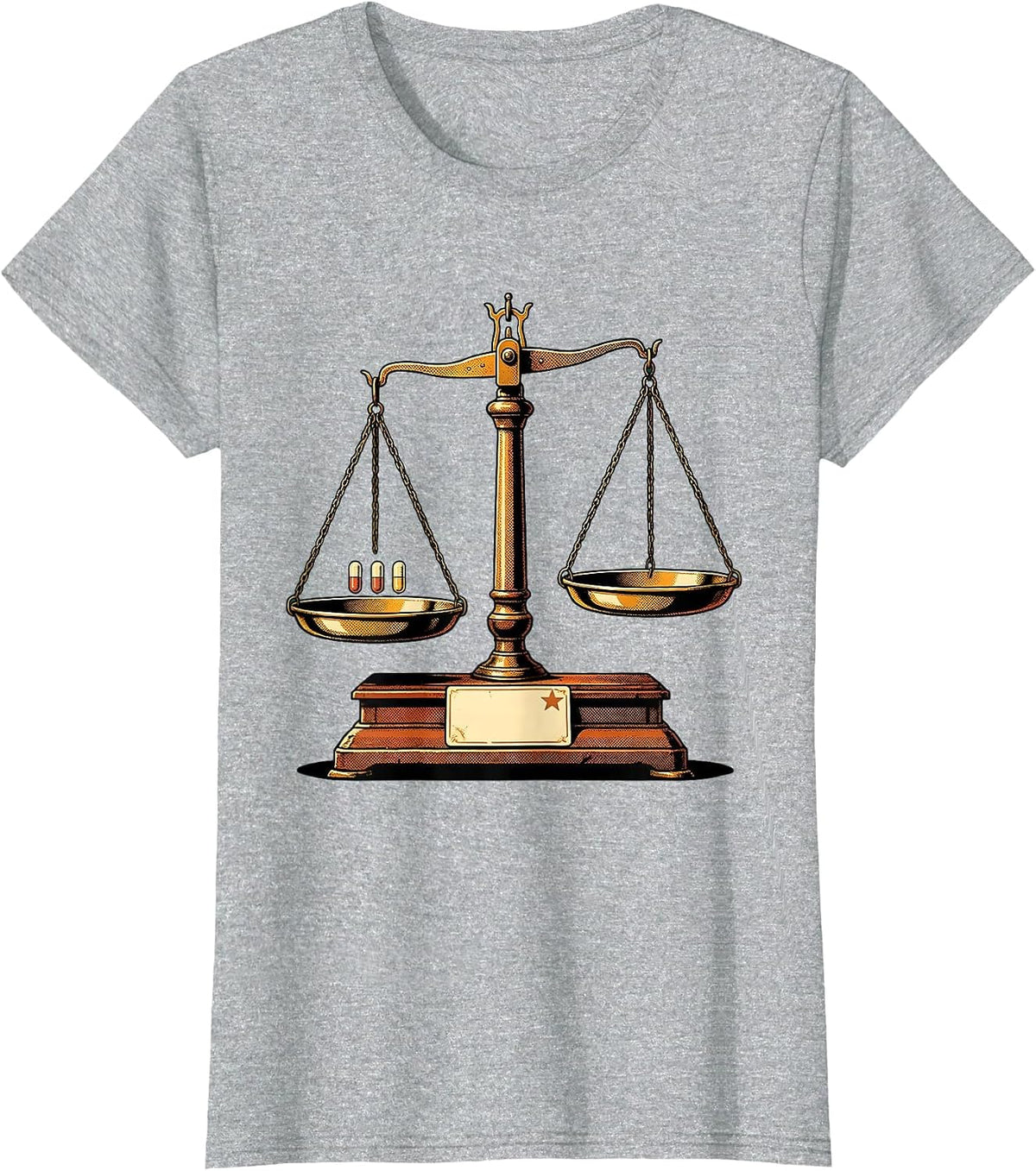 Women's Pharmacy Balance Scale Vintage Cute Pharmacy Tech T-Shirt - Heather Grey