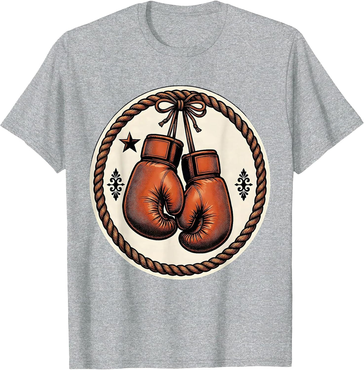 Men's Retro Vintage Boxing Gloves Hanging on Rope T-Shirt - Heather Grey