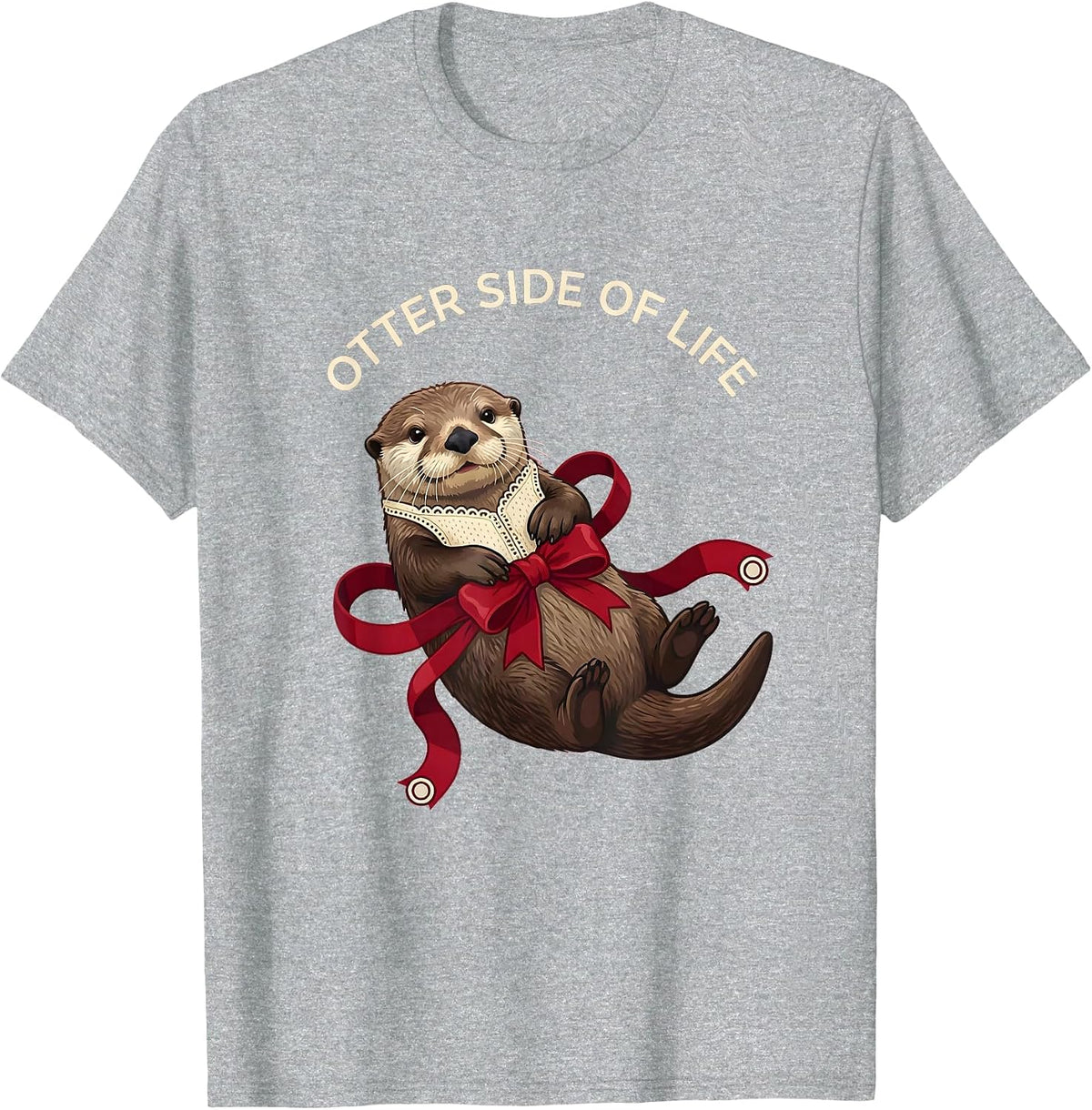 Men's Otter Side of Life Sea Otter Graphic Design T-Shirt - Heather Grey