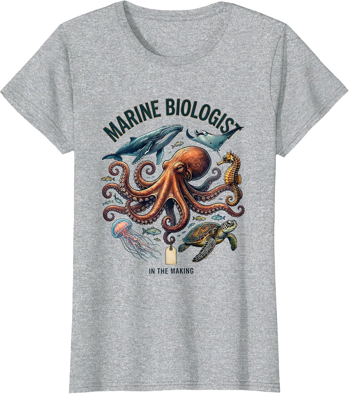 Women's Marine Biologist In The Making Octopus Sea Creature Nature T-Shirt - Heather Grey