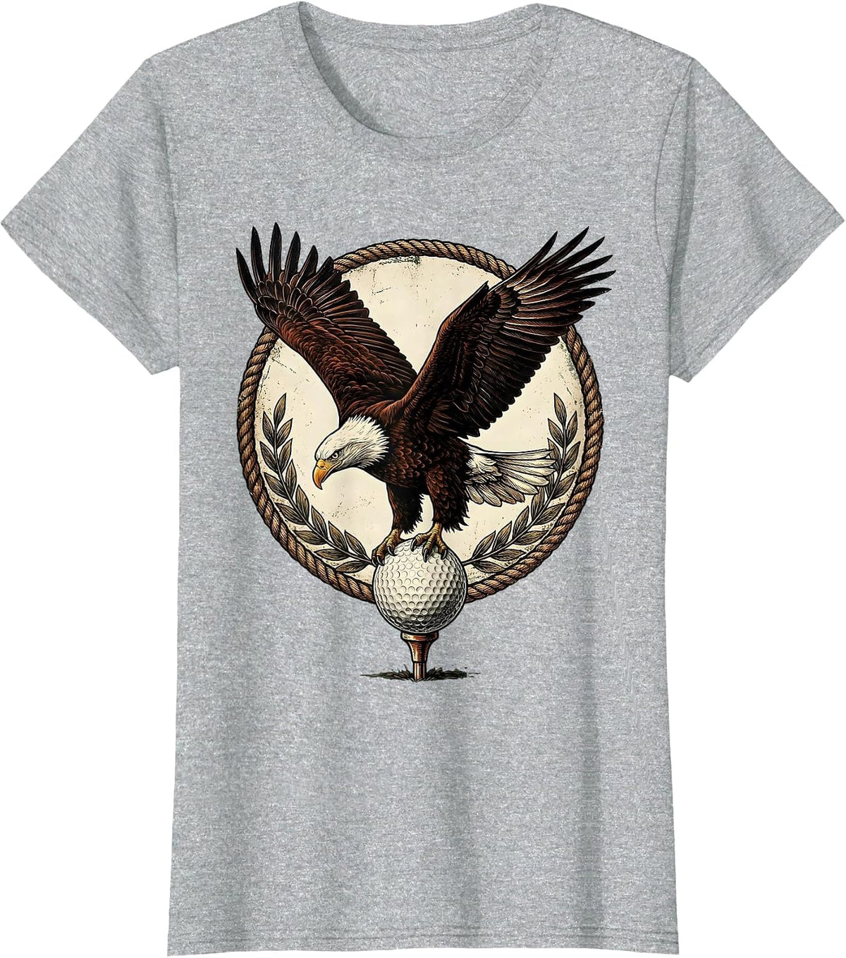 Bald Eagle Golf Dive Graphic Tee T-Shirt - Heather Grey