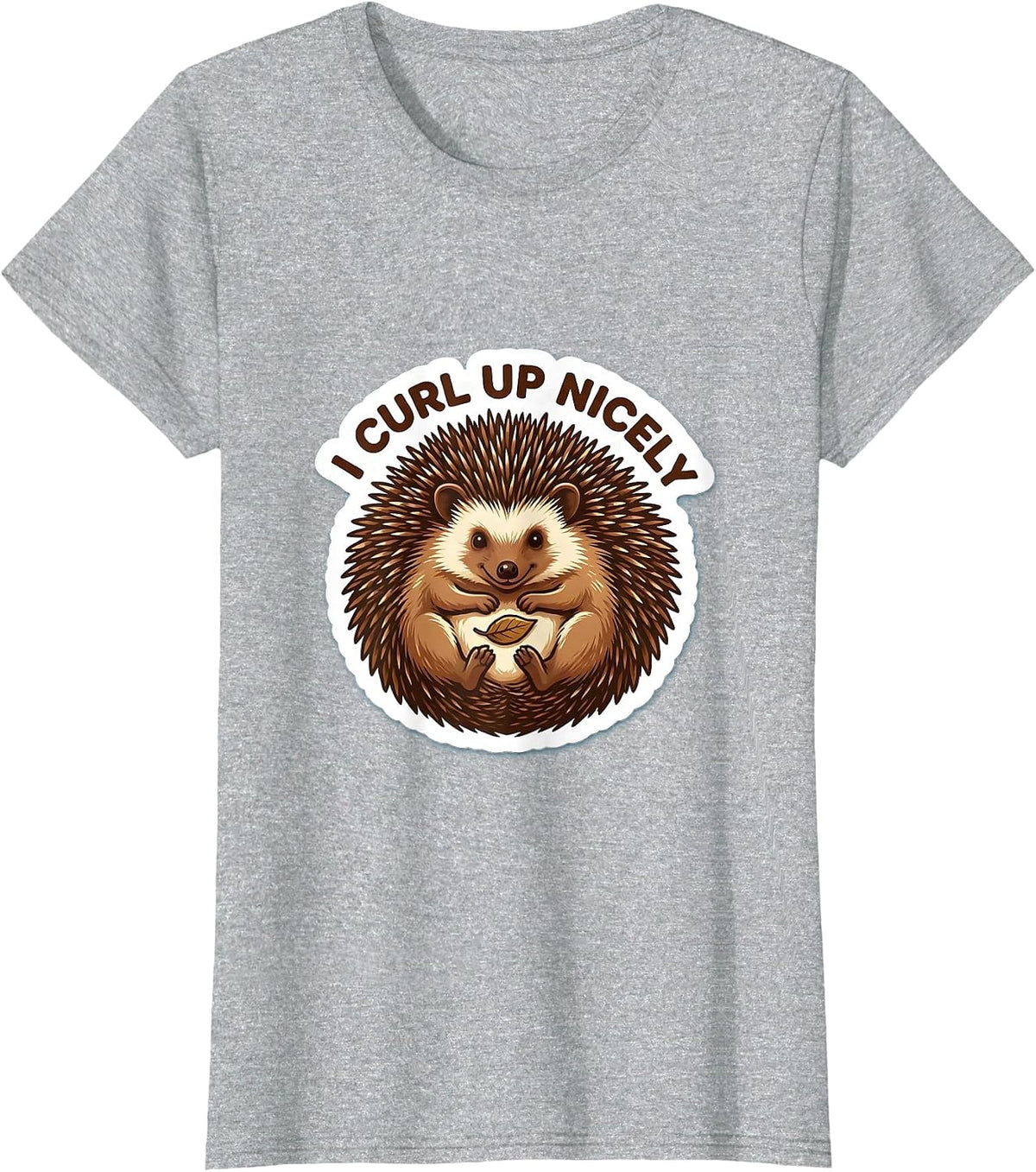 I Curl Up Nicely Funny Hedgehog Lover Gift for Kids T-Shirt - Heather Grey