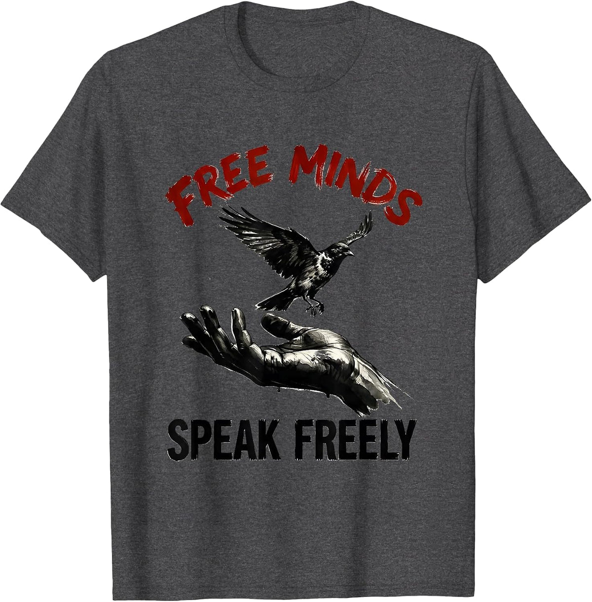 Men's Free Minds Speak Freely Free Speech Design T-Shirt - Dark Heather Grey